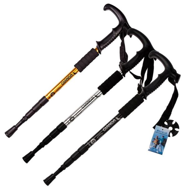 

50-110cm nordic walking stick folding trekking poles hiking stick 4 section anti adjustable canes