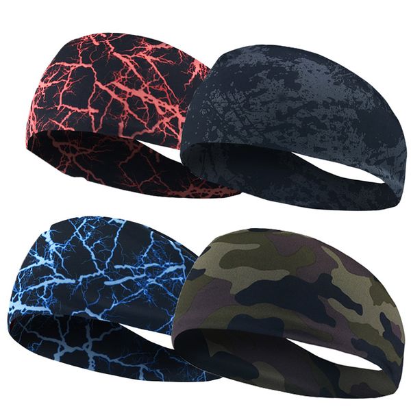 

sport headband men women under sweat wicking stretchy athletic bandana headscarf yoga headband head wrap sports exercise, Yellow;black