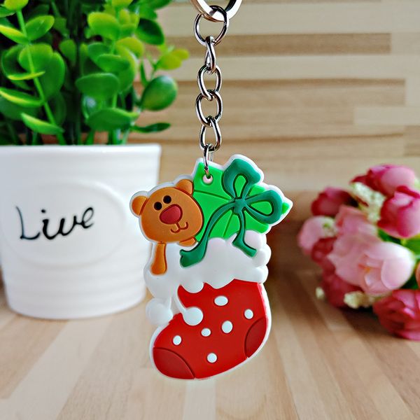 

dhl300pcs mixed 10 designs 5cm santa claus key chains christmas gift soft pvc keychain kids toys christmas tree ornaments, Silver