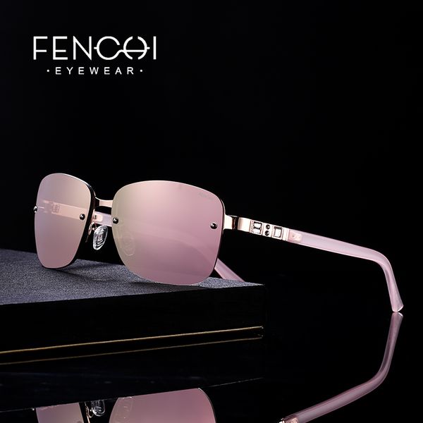 

fenchi sunglasses women metal rimless glasses driving diamonds mirror fashion design squar sunglasses high quality, White;black