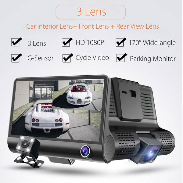 4 1080p Hd 170 3 Lens Car Dvr Dash Cam G Sensor Recorder Rearview Camera Dvr Car Recorder Camera Dvr Card From Jihua Company 31 15 Dhgate Com