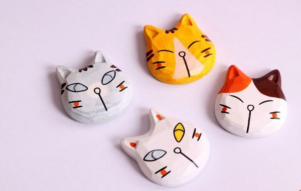 

cute cat glass fridge magnet cartoon wood refrigerator magnets message board fridge sticker home decoration