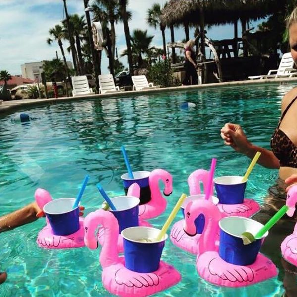 

inflatable flamingo drinks cup holder pool floats bar coasters floatation devices children bath toy small size sale