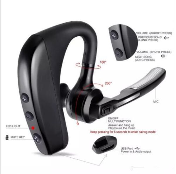 

V8 univer al port bluetooth headphone head et c r bu ine tereo earphone with mic wirele voice earphone with retail package