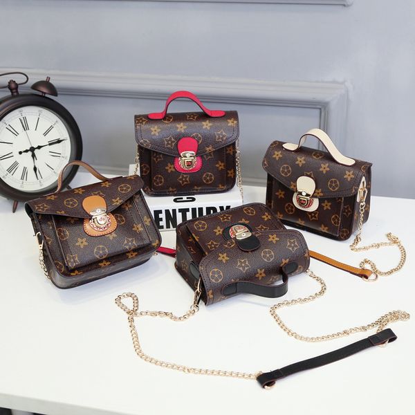 

wholesale kids handbags 2018 europe and america style girls princess purses old flower printed for teenager women chain shoulder bags, Black