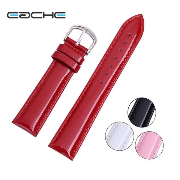

in different colors new genuine leather calfskin patent leather watchband for women 12mm 14mm 16mm 18mm 20mm, Black;brown