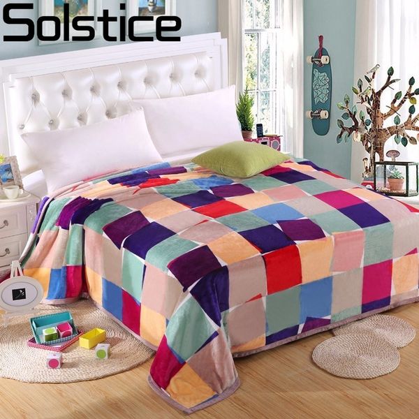 

solstice home textiles winter thick comfortable soft flannel blanket package edge technology plaid blanket throw on sofa bed