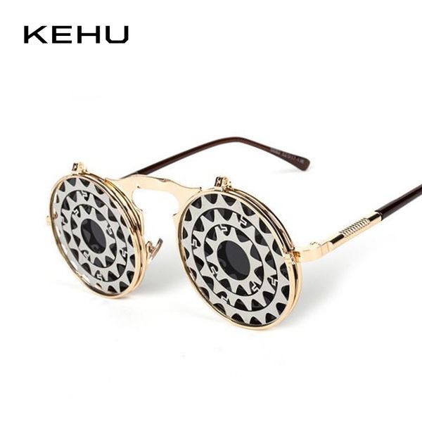 

kehu new fashion design round alloy frame sunglasses women glasses steampunk sunglasses sun protection eyeglasses unisex, White;black