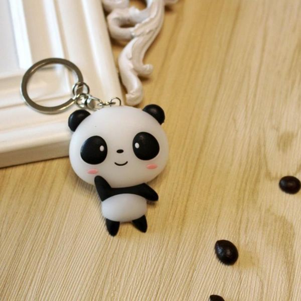 

new fashion panda handbag keychain ornament key chain car motorcycle key ring holder keyring pendant chaveiros llaveros, Silver