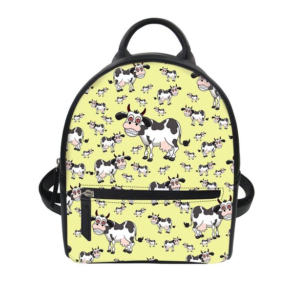 

forudesigns 2018 women backpack pu leather for teenagers girls pretty small dairy cow printed female casual students school bags