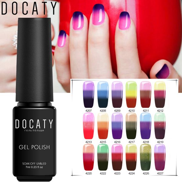 

docaty temperature color change gel nail polish long lasting changing lucky gel lacquer led uv soak off nails art, Red;pink