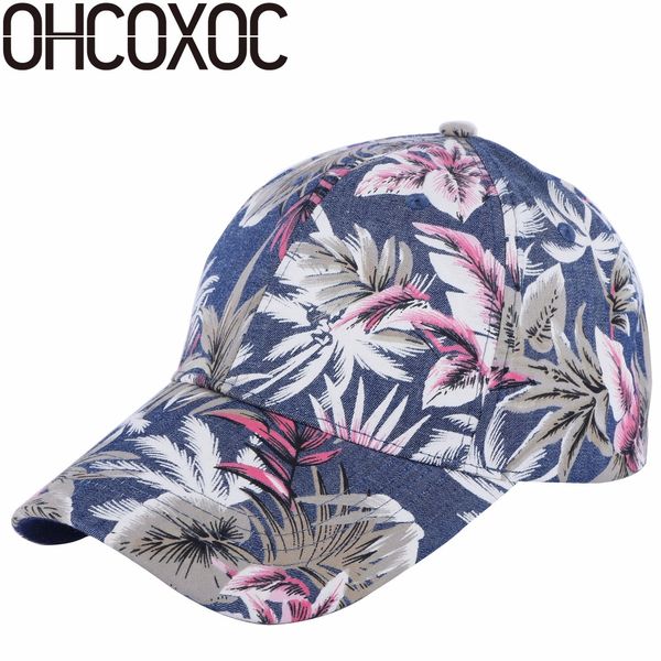 

ohcoxoc 100% cotton men women casual baseball cap hat print floral style size boy girl beauty caps, Blue;gray