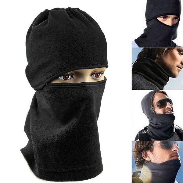 

outdoor winter wool warm cover hat full face mask hunting mountaineering riding ski mask beanie cs balaclava neck hat sportswear, Black