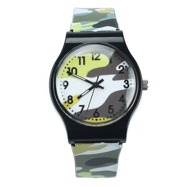 

children watches camouflage quartz wristwatch for girls boy children relogio bayan kol saati dropship, Slivery;brown
