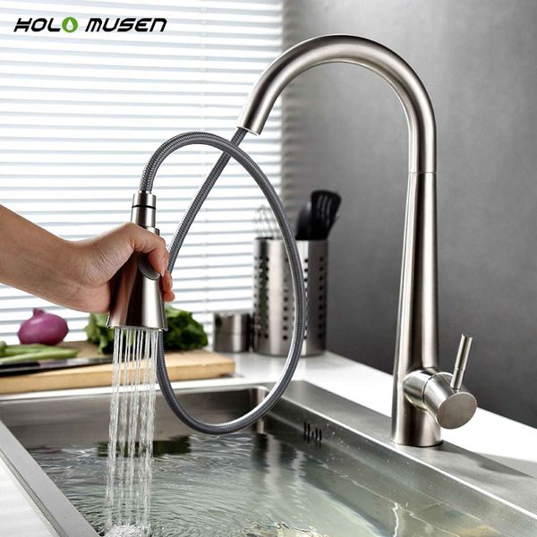 

lead-cold kitchen mixer tap brushed nickel kitchen tap pull out sus304 stainless steel faucet mixer