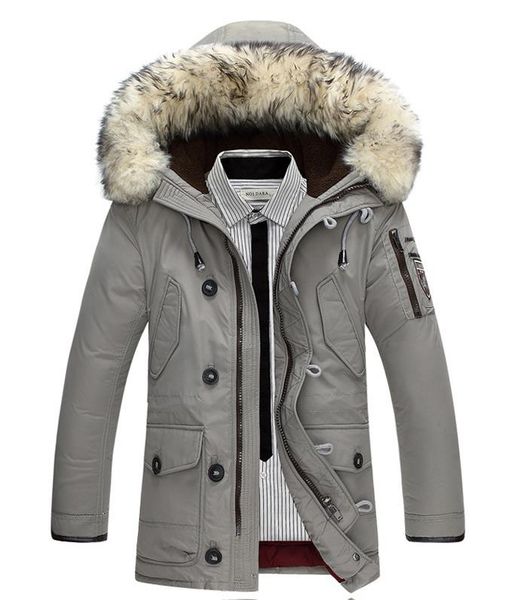 

mens detachable faux fur downs solid color fashion downs black zipper long length coats ing