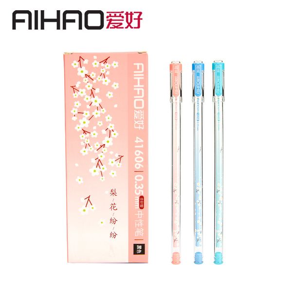 

aihao neutral pen transparent stationery elementary and middle schools office supplies stationery 12pcs/lot ing