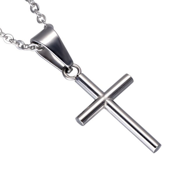 

vintage original sliver smooth cross pendant men stainless steel prayer religious necklaces pendants christian jewelry wholesale, Black
