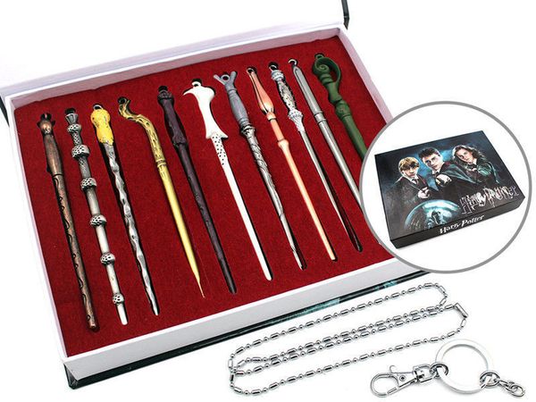 

11pcs movie harry botter magic wand hogwarts hermione cosplay props collectible toys set with box for birthday gift