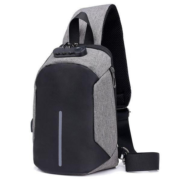 

amazon foreign trade cross border new men's bag anti-theft usb chest pocket password lock business satchel