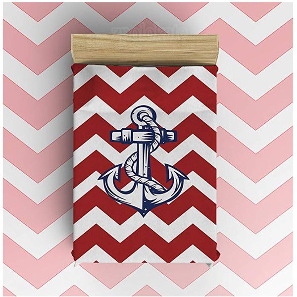 

flannel fleece blanket lightweight cozy bed sofa blankets super soft fabric red and white wave background and anchor