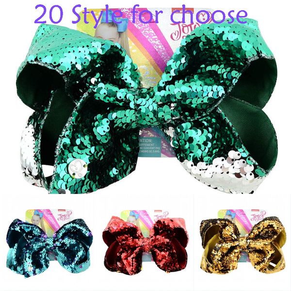 

8 inch jojo baby bow hairpin double reversible sequin children hair clips beauty fish scale hair accessories support fba drop shipping h942f, Golden;silver