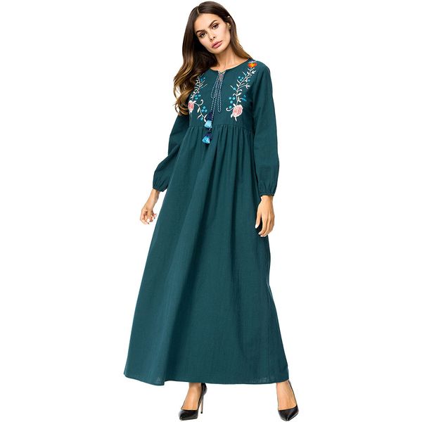 

187273 middle east tall muslim dress for women euramerica embroidered folk nation dresses dubai fashion abaya gowns women robes ramdadan, Red