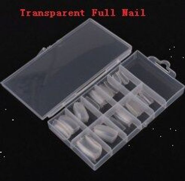 

100pcs/box clear transparent full cover natural false nails fake nail tips with box, Silver