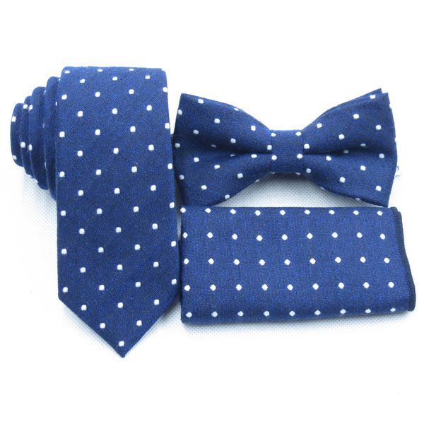

light navy blue ties, white polka dot bow tie pocket towel, boutique cotton necktie, deep blue men's bow tie, Black;blue