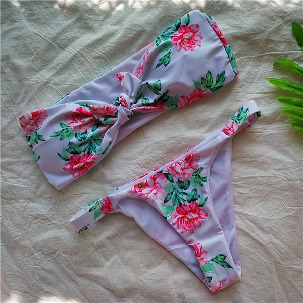 

2018 sexy bandeau бикини купальники push up женщины bowknot конструктора бикини set женщина печати купальник lady пляж biquini купальники ку