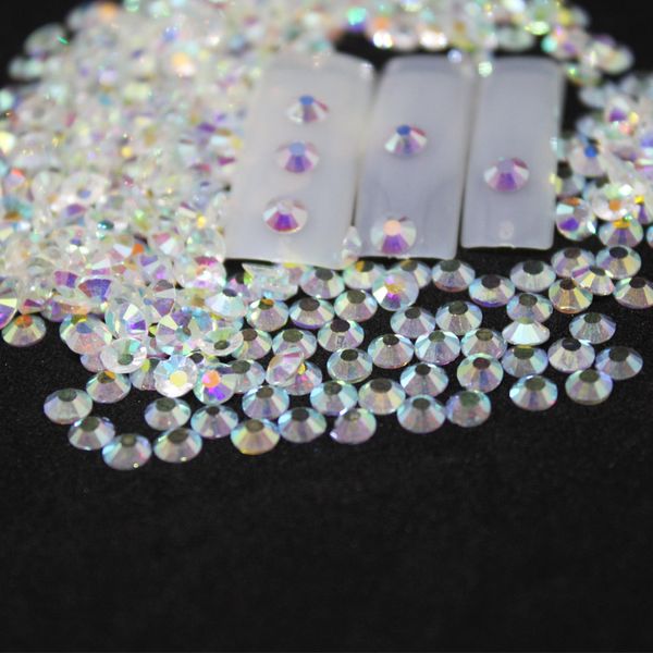 

ss3-ss8 nude crystal ab rhinestones back flat round nail art decorations and stones non ix rhinestones crystals for glass, Silver;gold