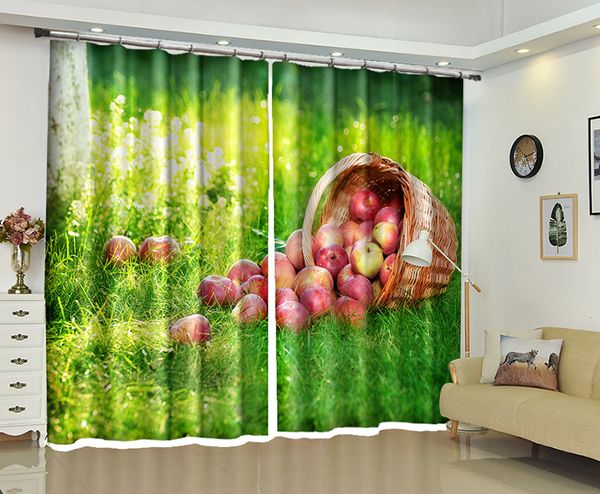 2019 Apple 3d Kitchen Window Curtains Drapes For Bedroom Living