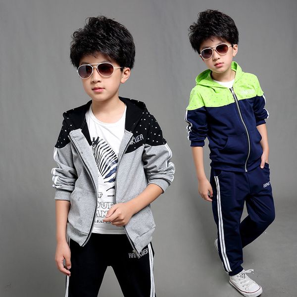 

Boys Spring Autumn Tracksuits New Casual Boys Sport Suits 2pcs Hoodies Children Clothing Sets -14 Years Toddler Kids Clothes, Gray