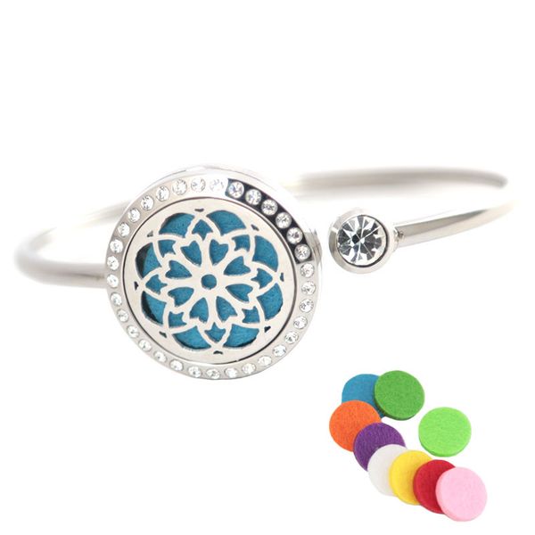 

25 мм розовые цветы из нержавеющей стали ароматерапия медальон браслет Браслет эф