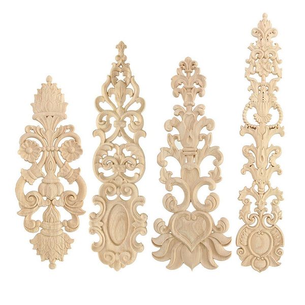 Squisito legno intagliato fiore onlay decalcomania angolo in legno applique per mobili per la casa arredamento parete porta decorativo intaglio del legno artigianato 4 differen