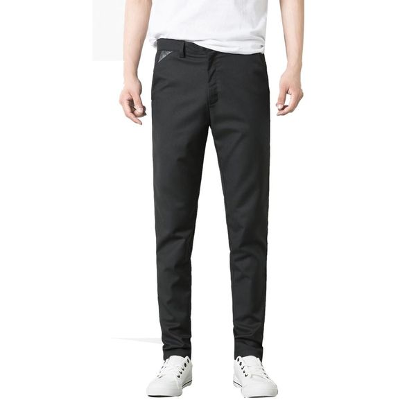 

business men's formal suit trousers slim fit solid color straight long pants hot, Black