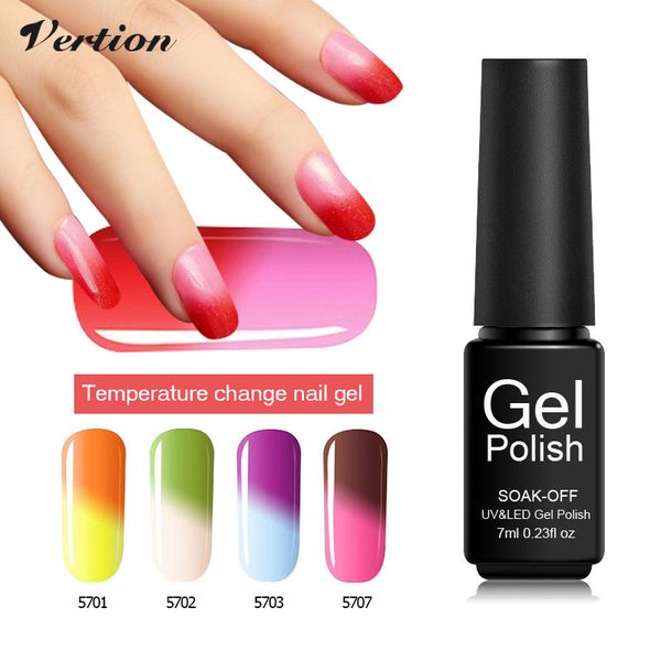 

verntion temperature change gel nail polish lucky color gel lacquer semi permanent soak off long lasting french new varnish, Red;pink