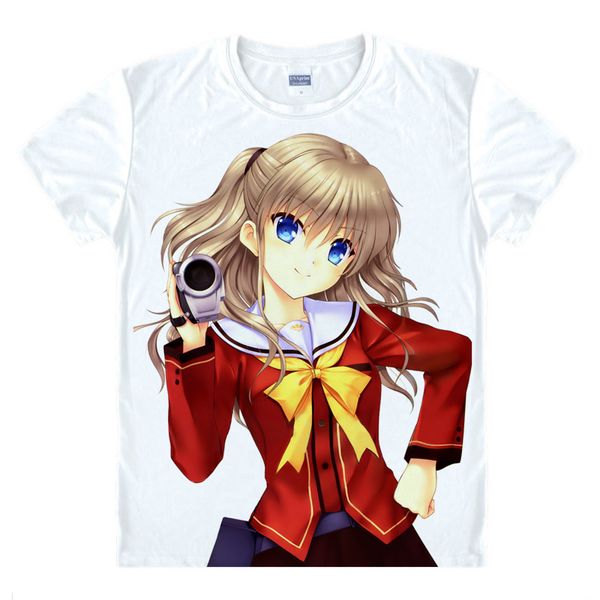 

moe anime charlotte t-shirts multi-style short shirts sharotto yuu otosaka nao tomori charlotte cosplay printed shirt tee-style241-no07, White;black