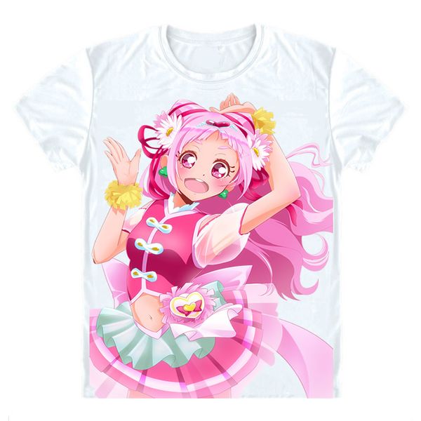 

hugtto precure cure t-shirts multi-style short sleeve shirts hagutto purikyua nono hana cure yell ange etoile cosplay shirt, White;black