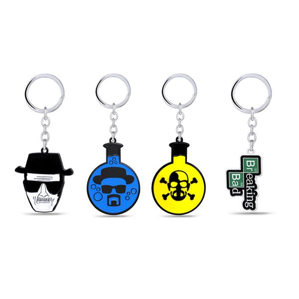

4 styles tv breaking bad ba br logo keyring keychain metal heisenberg mask walter key ring chain car pendant souvenir porte clef, Silver