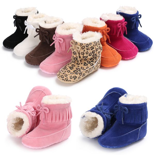 

2018 winter baby shoes newborn infants girl boy tassel cotton booties snow boots warm prewalker shoes, Black;grey