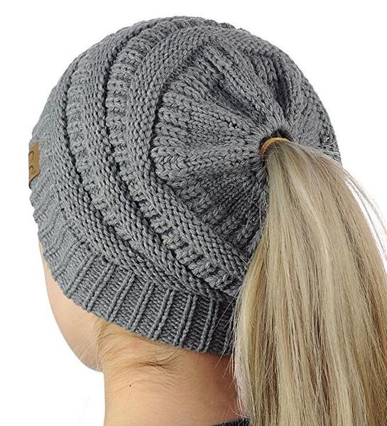 

Knit beanie hat for woman pony tail cc hat uper oft warm with hole cla ic de ign cap ga100