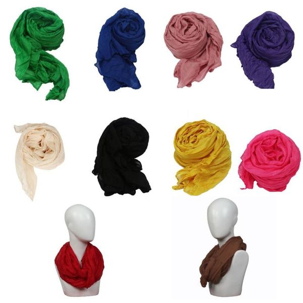 

professional women cotton scarf soft wrap shawl scarf long stole crinkle candy colors fashion breathable neckerchief shawl wraps, Blue;gray
