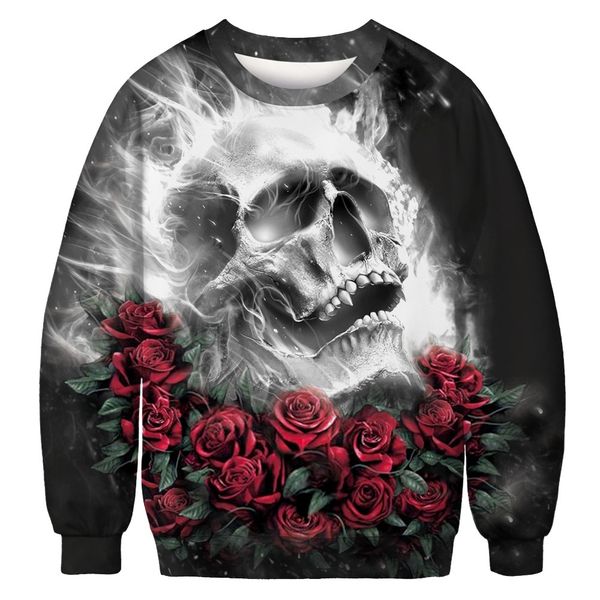 

2018 fashion mens clothes men women skeleton print 3d long sleeve sweatshirt pullover o neck autumn winter 18oct24, Black