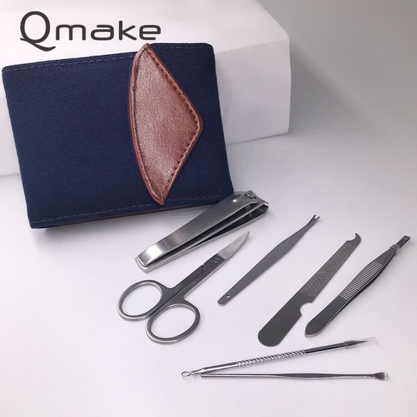 

manicure stainless steel 7pcs/set nail clipper cutters kit nail care tools set pedicure scissor tweezer knife ear pick