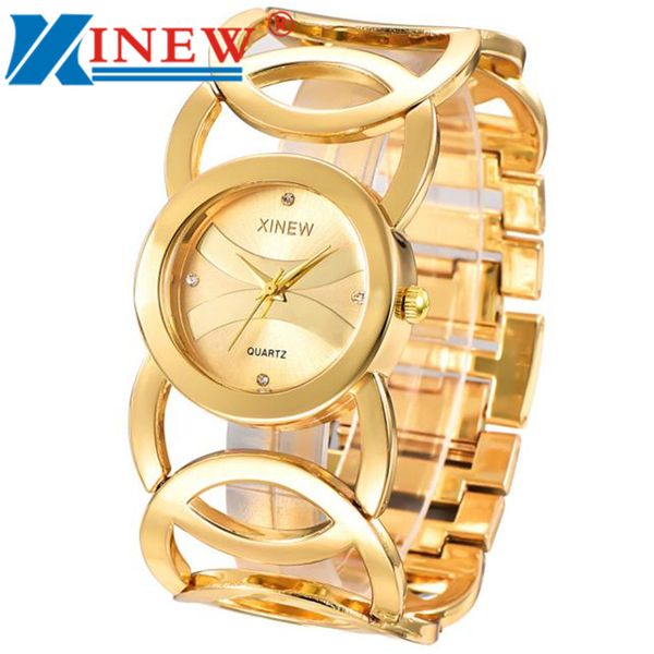 

xinew watch women girl fashion watches stainless steel band analog quartz watch dress dropshipping bayan kolsaati hour clock, Slivery;brown
