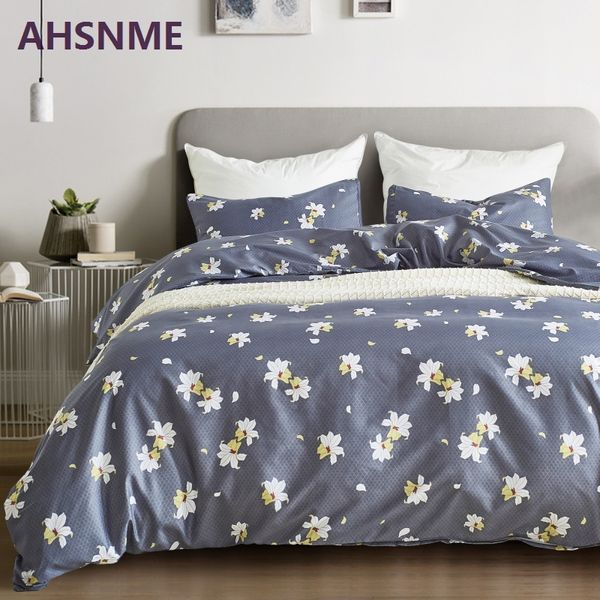 

ahsnme simple white lily & grey bedding set american size suitable for king  twin quilt cover home textiles