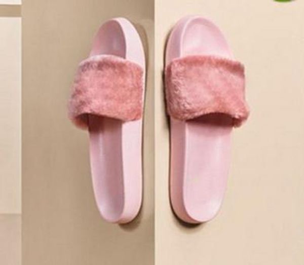 

2018Hot Рианна Leadcat Фенти искусственного меха слайд сандалии, женщины классический Ф