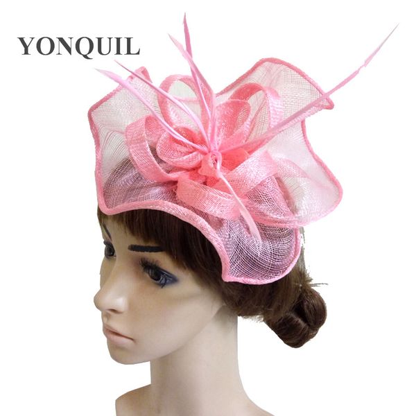 Promotion Green Ladies Elegant Sinamay Fascinator Hats Pink