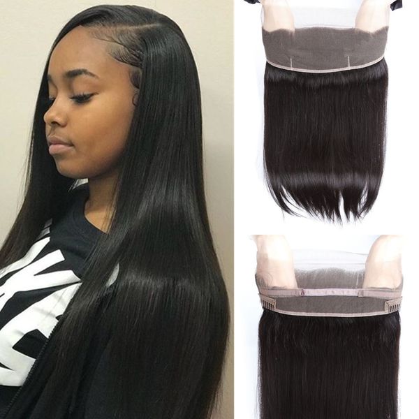 

Indian Virgin Hair Straight 360 Lace Frontal Closure With Baby Hair Remy Human Hair Free Part Natural Color Top 360 Lace Frontal Closure